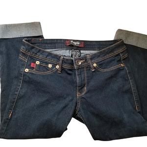 FRAGILE low rise cuffed pre-cuffed lowrise blue jean capris